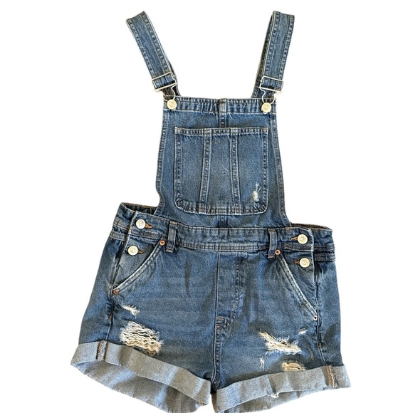H&M Distressed Denim Overalls - Picture 1 of 5